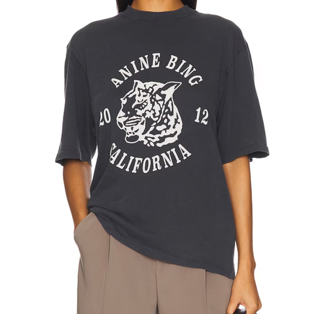 Anine Bing Avi Collegiate Leopard Tee